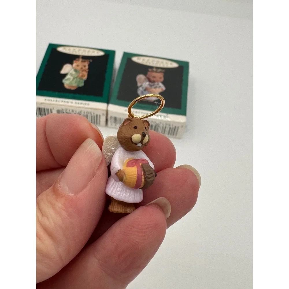 Hallmark Keepsake Nature's Angels Miniature Ornaments Set of 3 Bear Cat Beaver